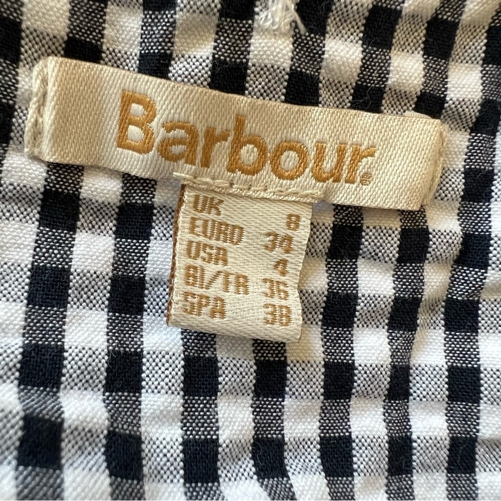 Barbour Navy and White Gingham V-Neck Midi Dress - Picture 11 of 13